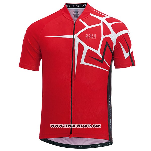 2017 Maillot Ciclismo Gore Bike Wear Power Adrenaline Rouge Manches Courtes et Cuissard